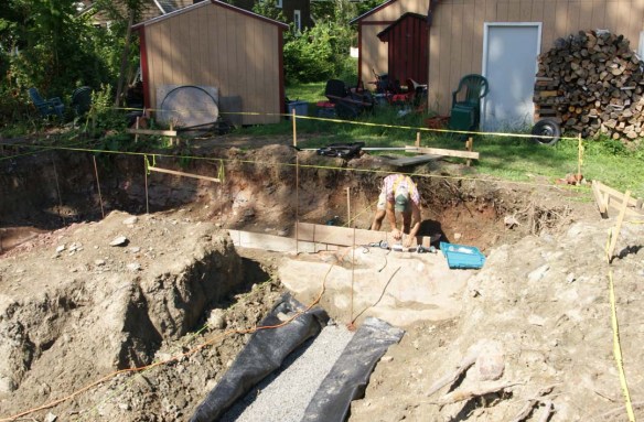 Adam working on garage footing forms