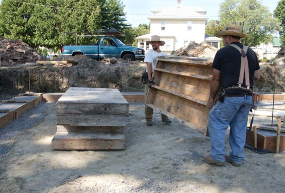 John S. and Spartan stacking the fixed concrete forms