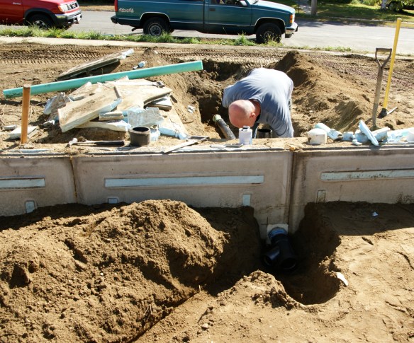 Working on sub-slab rough in plumbing