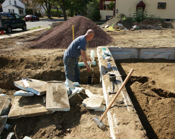 Working on sub-slab rough in plumbing