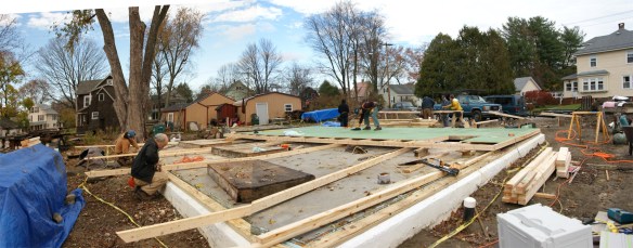 Preparing to raise the north wall