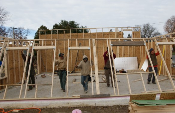 Raising the south wall