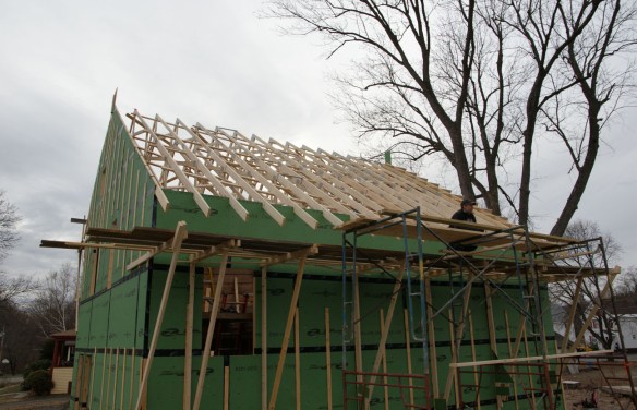 View of north side staging and trusses