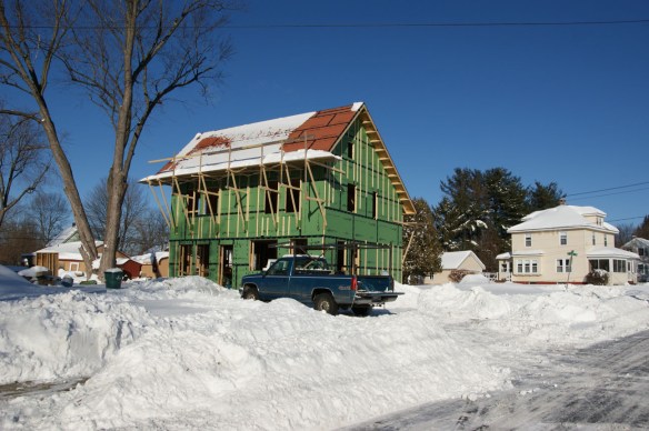 Thank goodness we got the roof on before the storm a few days ago. We got about 16 inches! Thank goodness we got the roof on before the storm a few days ago. We got about 16 inches!