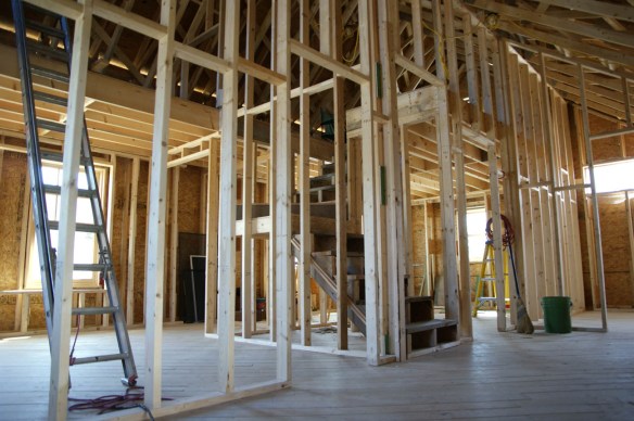 Second floor framing and stair well to the third floor