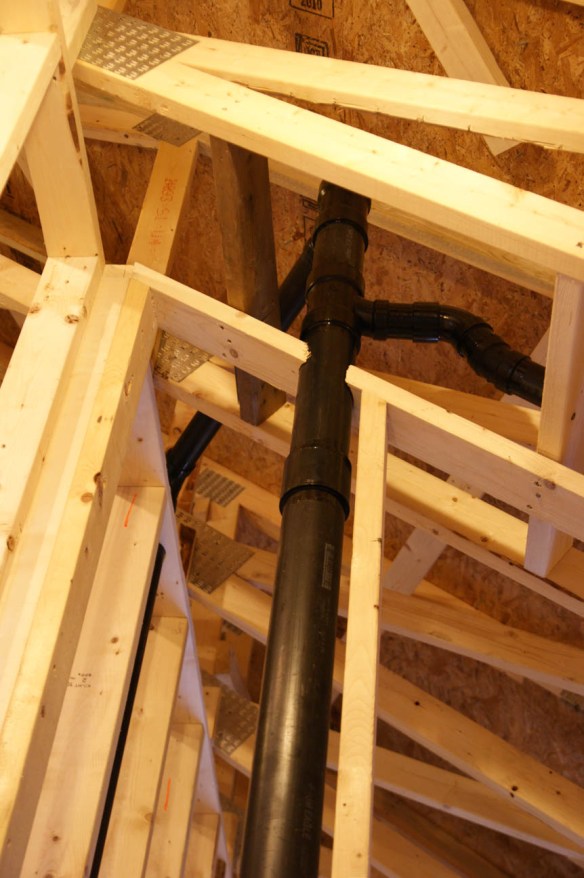 Main vent stack going into roof