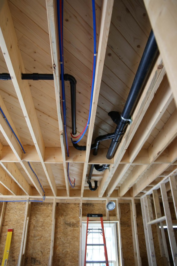 Second floor plumbing in first floor ceiling