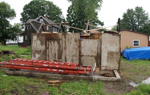 Our makeshift garage - ready to be tarped