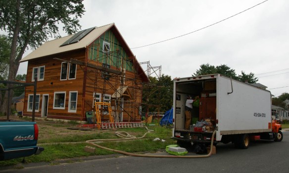 Cellulose spray box truck