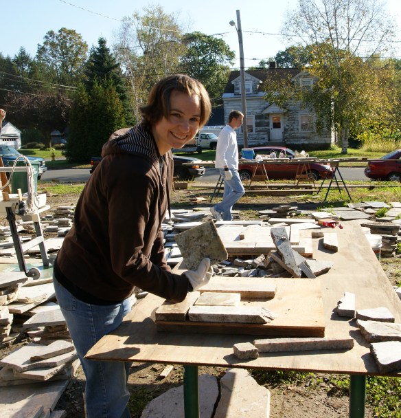 Marissa assembling a 2 foot square floor segment