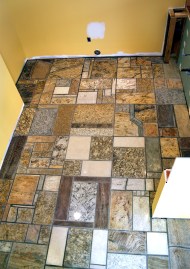 Granite counter top scrap remnant mosaic floor