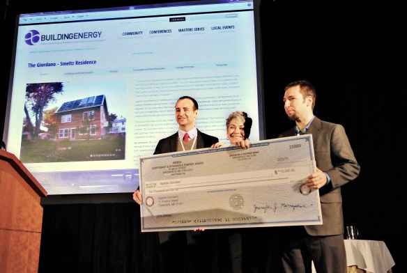 Spartan Giordano Receiving NZEB Award at Building Energy 2015 - web